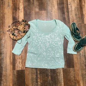 New York & Co 3/4 sleeve sequined top